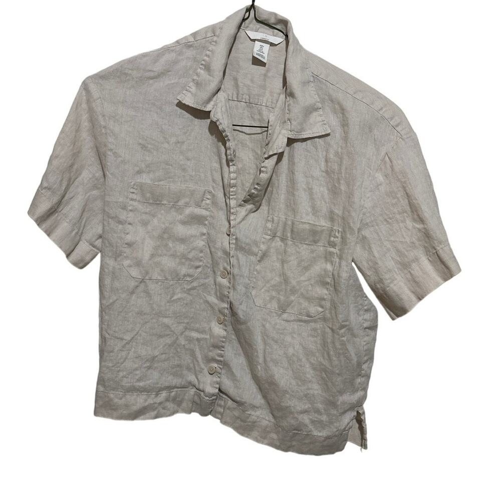 H&M Linen Button Down Top S